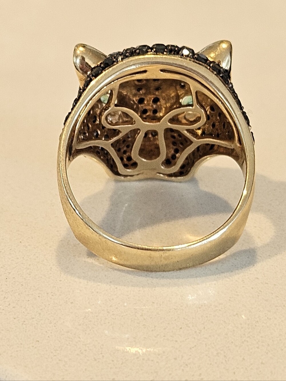 EFFY Collector's Edition 14K Yellow Gold Black Diamond Panther Ring, 3.80 TCW - Picture 4 of 8